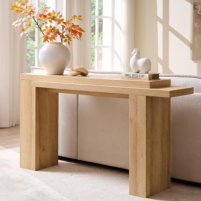 OKD 63 Inch Modern Entryway Console Table, Solid Geometry Accent Sofa Table - Image 4