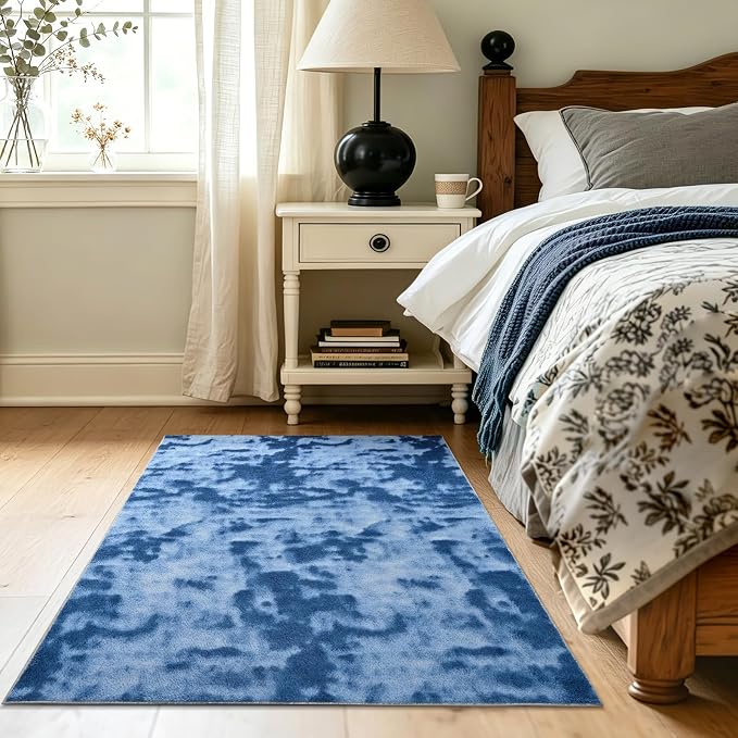 3x5 Tie-dye Dark Teal Area Rug Washable Non-Slip Soft - Image 4