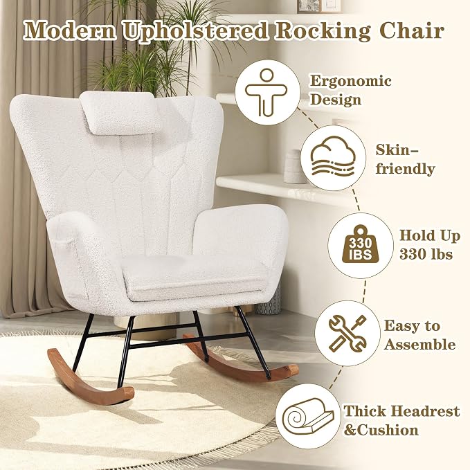 VECELO Rocking Chair Nursery - Image 4
