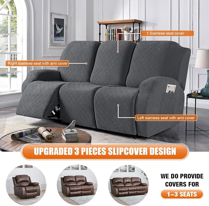 VANSOFY Recliner Covers, 3-Pieces Stretch Reclining Couch Covers - Image 4