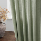 Sheer Light Sage Linen Curtains 102 Inches Long Rod Pocket Back Tab Drapes 2 - Image 4
