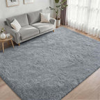 Area Rug Living Room Bedroom: 5x7 Fluffy Plush Shag Carpet Gray | - Image 2