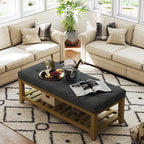 Befurtori Large Rectangular Upholstered Ottoman Bench, Linen Tufted Footrest - Image 4