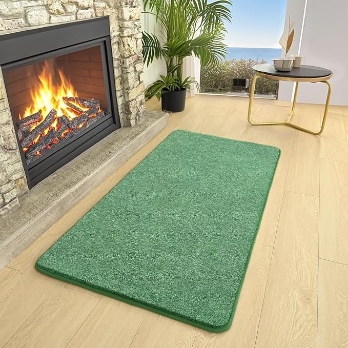 Small Area Rugs for Bedroom, 2×4 Non Slip Runner Rug, Matte Green | Washable - Image 2