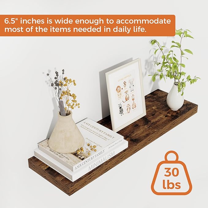 Fun Memories Floating Shelves for Wall, 22.5" Rustic Wood Deep Wall Mounted - Image 5