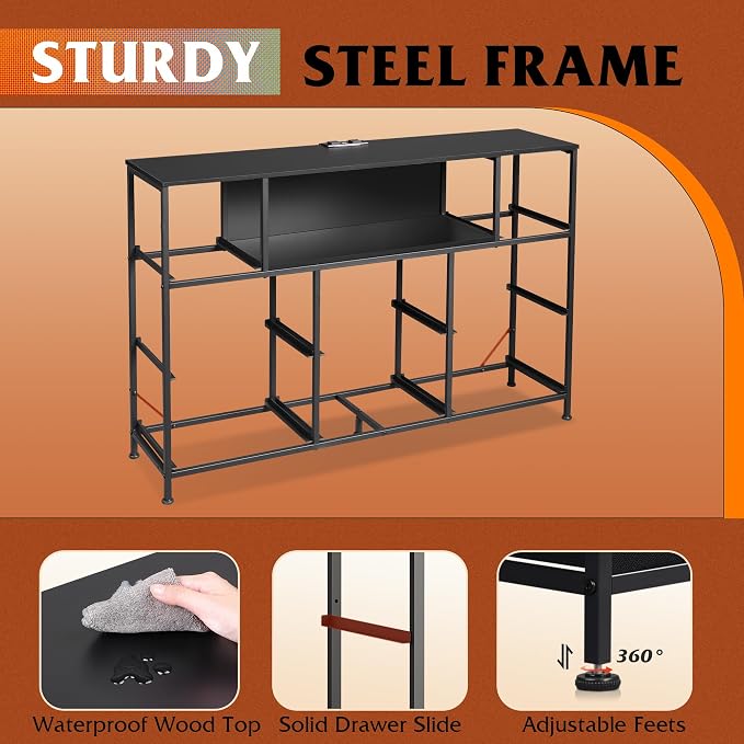 WLIVE Black Dresser TV Stand for 45, 55 inch TV, Entertainment Center - Image 9