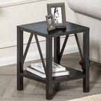 Treocho Farmhouse End Table Set of 2, Rustic Vintage Nightstand Side Table - Image 6