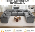 147'' Oversized U Shaped Cloud Sectional Sofa, Chenille Deep Seat Couches - Image 7