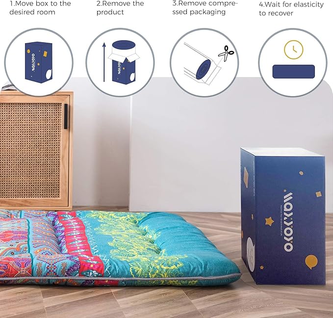 MAXYOYO Bohemian Futon Floor Mattress Boho Floral Style Japanese Tatami Mat - Image 5