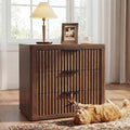 Fluted Nightstand with 3 Drawers, Tall Bed Side Table with Metal Handle by LOOMORA