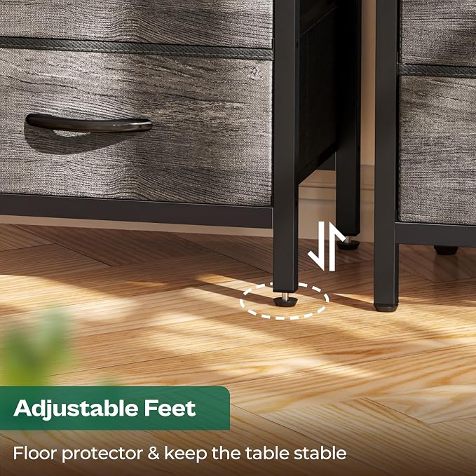 Huuger Nightstand with Charging Station, 27.6 Inch End Table Bedside Table with - Image 8