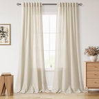 108 Inch Long Curtains for Living Room Birch Beige Linen Modern Farmhouse Decor by Nanspring