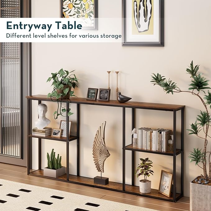 WOHOMO Console Table, 3-Tier Small Entryway Tables, Narrow Sofa Table - Image 3