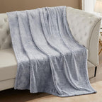Exclusivo Mezcla Soft Waffle Fleece Bed Blanket Queen Size, Heather Navy | - Image 4