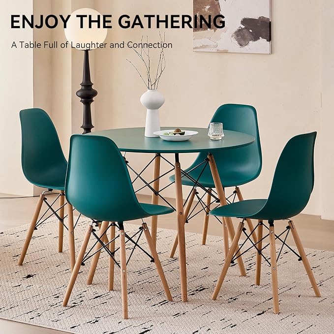 5-Piece Round Dining Table Set, Small 35.5" Kitchen Table Chairs Set of 4 Space - Image 6