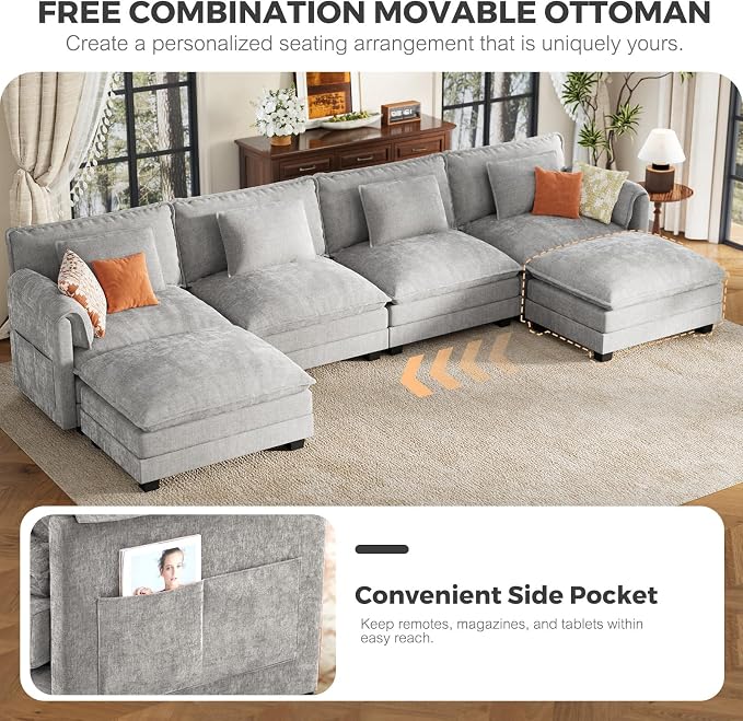 ELUCHANG Oversized 153" Modular Sectional Sofa, Comfy Deep Seat Cloud Couch - Image 9