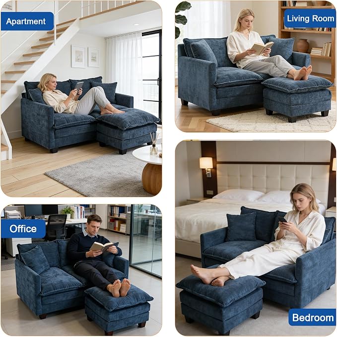 Loveseat Sofa with Ottoman - Image 7