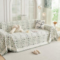 DREAMINGO Abstract Chenille Couch Cover Blanket Beige Green Black Boho Sofa by DREAMINGO