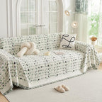 DREAMINGO Abstract Chenille Couch Cover Blanket Beige Green Black Boho Sofa by DREAMINGO
