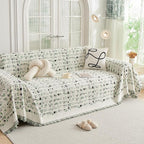 DREAMINGO Abstract Chenille Couch Cover Blanket Beige Green Black Boho Sofa by DREAMINGO