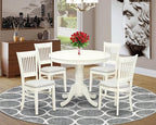 East West Furniture ANVA5-LWH-C 5 Piece Dining Room Table Set Includes a Round - Image 2