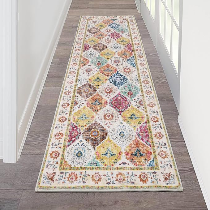HEBE Hallway Runner Rug 2'x6', Washable Non Slip Kitchen Rug Runner | Soft Boho by HEBE