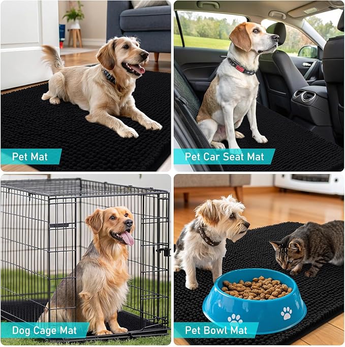 OLANLY Dog Door Mat for Muddy Paws 47x24, Super Absorbent Chenille Mud Mat | - Image 7