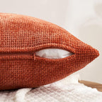 MIULEE Decorative Chenille Fall Pillow Covers Burnt Orange 20x20 Pack of 4 | - Image 3