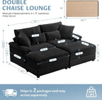 SUNWAVE 74" W Double Chaise Lounge Chair Indoor, Oversized Loveseat - Image 2