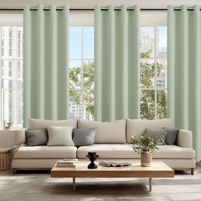 Blackout Curtains for Bedroom, 52 x 84 Inches Long, Seafoam Green | Thermal - Image 6