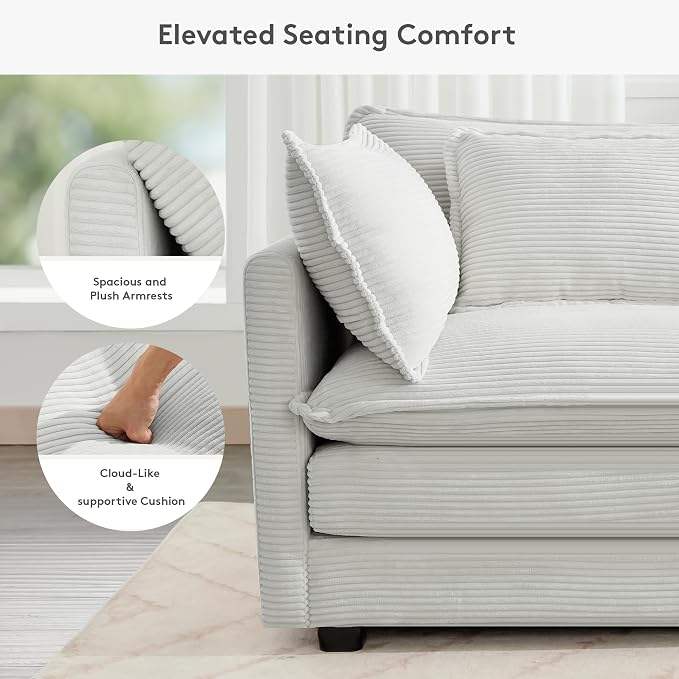 ROWHY 113'' Sectional Cloud Couch, 5 Seater Modular Corner L Shape Sofa Big - Image 3