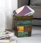 TIMRIS Small Wood Trash Can Wastebasket, Farmhouse Rectangular Garbage Can - Image 2
