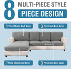 H.VERSAILTEX Sectional Couch Covers 8 Pieces Stretch Sofa Covers - Image 3