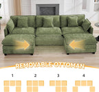 111'' Sectional Cloud Deep Seat Couch, Oversized Chenille U Shaped Sectional - Image 6