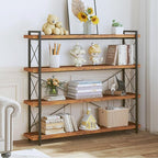HCHQHS Large Bookshelf, 4-Tier Long Industrial Bookcase, Rustic Brown Book Shelf - Image 2