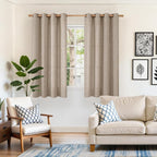 YoungsTex Dark Oatmeal Linen Curtains 54 Inch Length, Bronze Grommet Light - Image 2