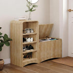 Shoe Cabinet with Bench, L-Shaped Shoe Storage Cabinet, Wood Tall Shoe Rack - Image 2