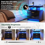 HNEBC Auto LED Nightstand Set of 2, Smart Night Stand - Image 5