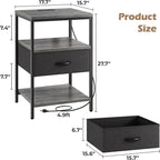 SUPERJARE Night Stand with Charger Station, 27.7 Inch Tall Nightstand with - Image 3