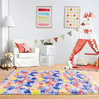 5x7 Tie-Dyed Blue Red Yellow Fluffy Soft Area Rug Non-Slip - Image 6