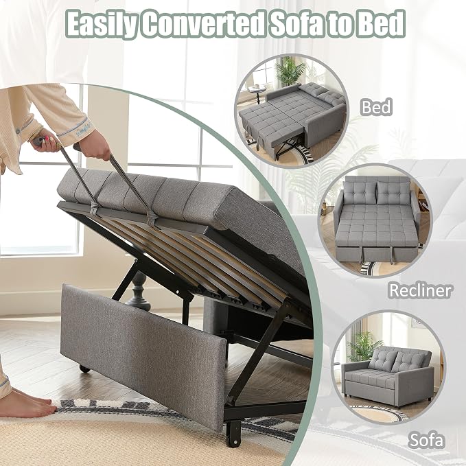 GOSUHI 52" Sleeper Sofa with Pull-Out Bed, 3-in-1 Convertible Sofa Bed - Image 4