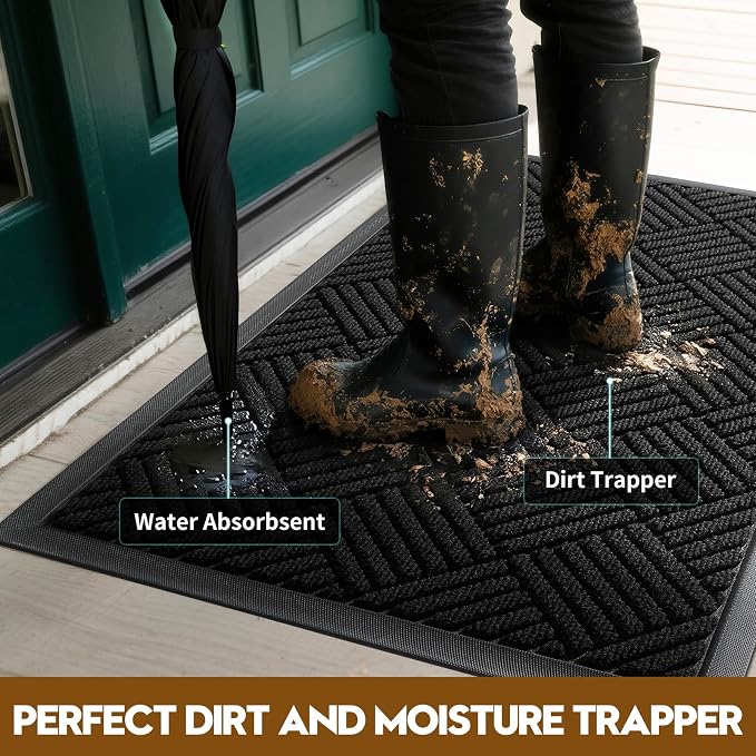 Front Door Mat, Heavy Duty Waterproof Doormat 47.5"x35.5", Stain Fade Resistant - Image 3