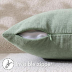 MIULEE Greyish Green Chenille Couch Throw Pillow Covers, 18x18 | Set of 2 - Image 3