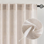 MIULEE Natural White Linen Curtains 52x100 Inch Length 2 Panels by MIULEE