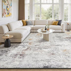 Rugflix 9x12 Area Rugs for Living Room, Washable Beige Grey Large Rug | Machine - Image 8