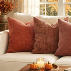 MIULEE Chenille Textured Fall Euro Throw Pillow Covers Burnt Orange 22x22 | Set - Image 2