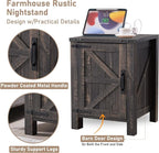 OKD Nightstand with Charging Station, 18 Inch Farmhouse End Table with Barn - Image 6