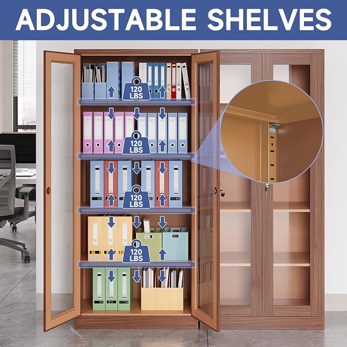 Display Cabinet with Glass Doors, Display Case Cabinet - Image 4