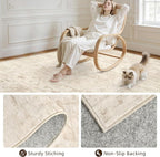 8x10 Area Rugs Living Room: Bedroom Washable Carpet Beige/Brown | Large Vintage - Image 4