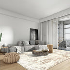 6x9 Area Rugs for Living Room: Washable Abstract Beige Grey Badroom Carpet | - Image 3